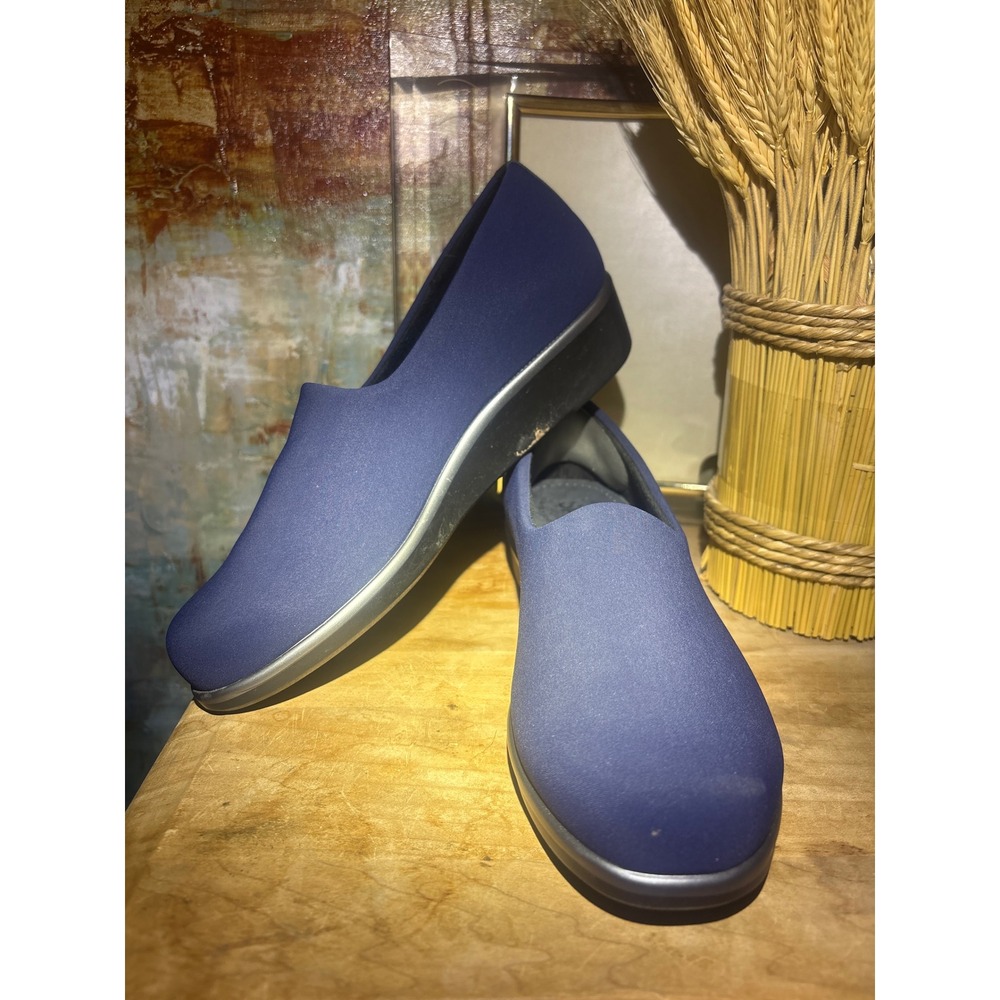 SAS Tripad Comfort Navy Blue Textile Wedge Loafer Pumps Womens 6 M Made in USA